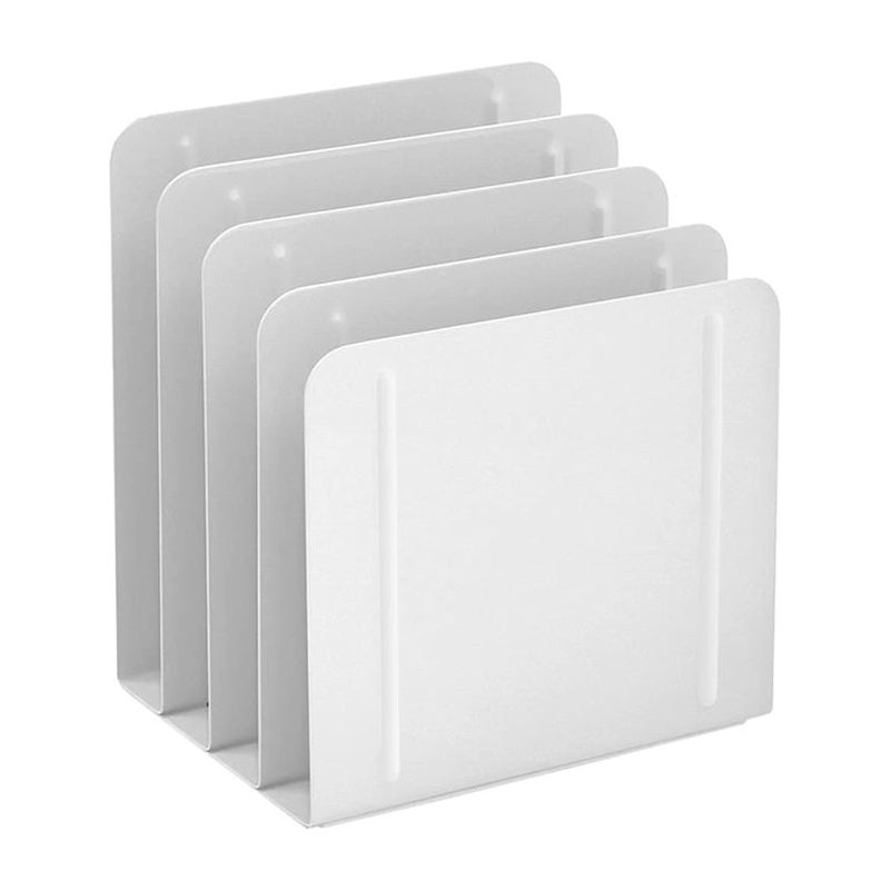 Acrimet 4-Section Vertical Metal File Sorter, Desktop File Organizer for Papers, Folders & Documents, Space-Saving Office Organizer, White - Image 1